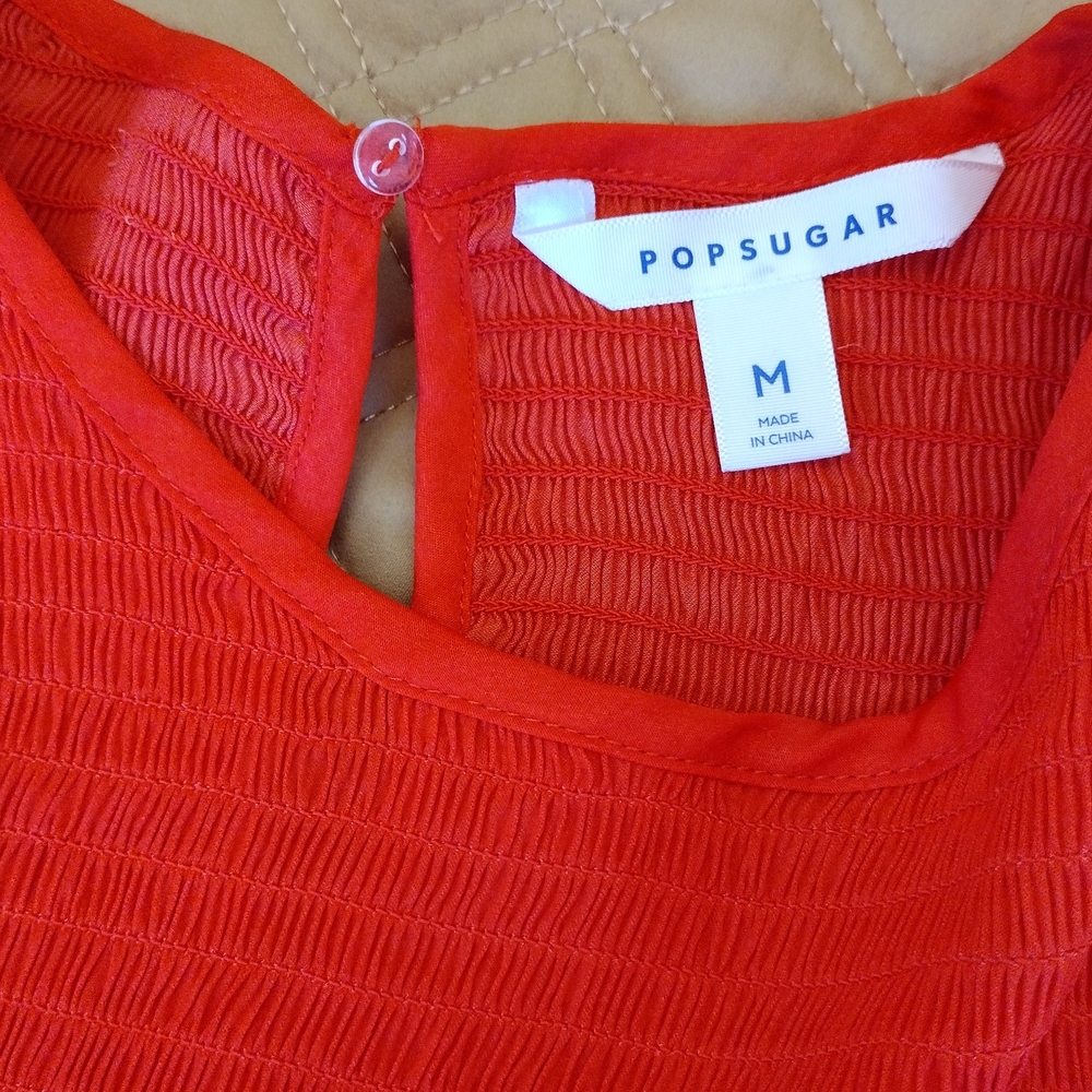 3/$30 POPSUGAR Red Ruffle Sleeve Blouse - Picture 2 of 5